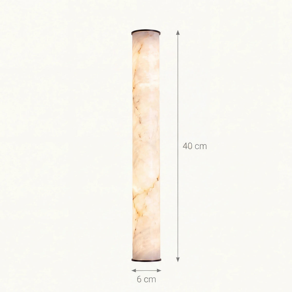 Schéma coté du tube de 40 cm de haut et 6 cm de diamètre