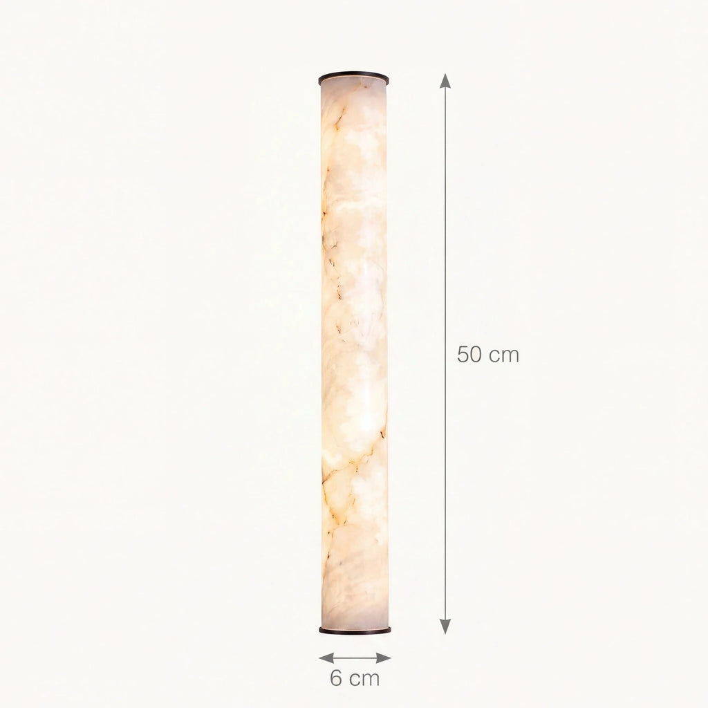 Schéma coté du tube de 50 cm de haut et 6 cm de diamètre
