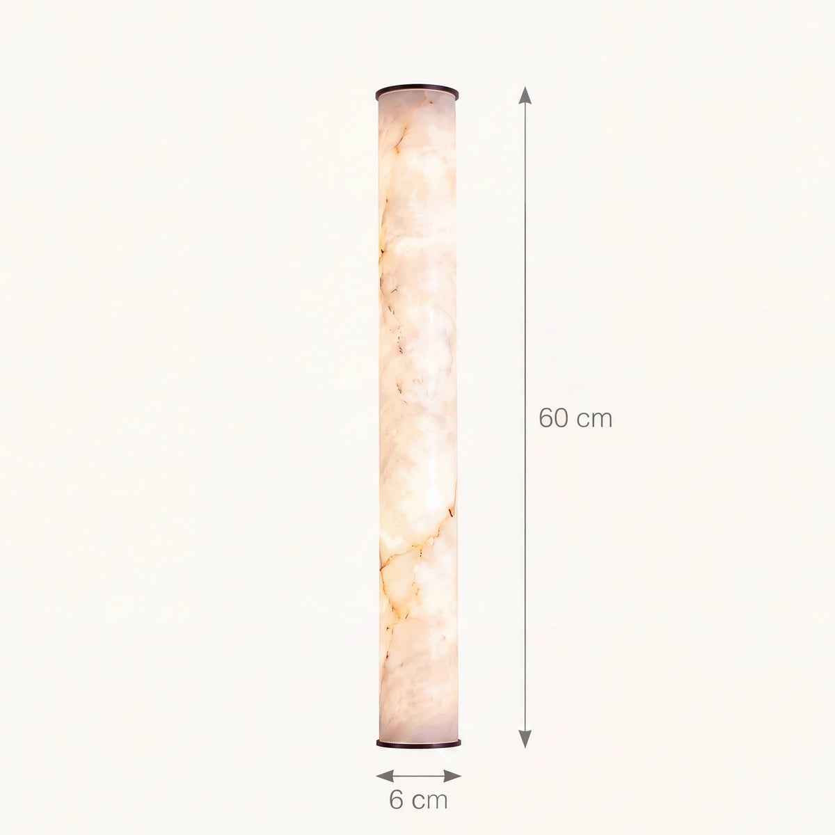 Schéma coté du tube de 60 cm de haut et 6 cm de diamètre
