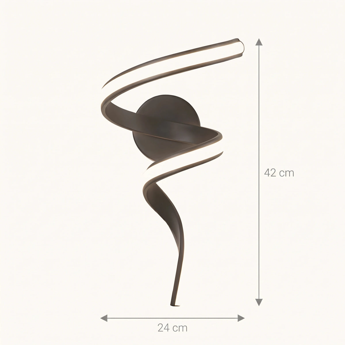 Schéma coté de l'applique murale originale Spiro, grand modèle de 42 cm de haut et 24 cm de large