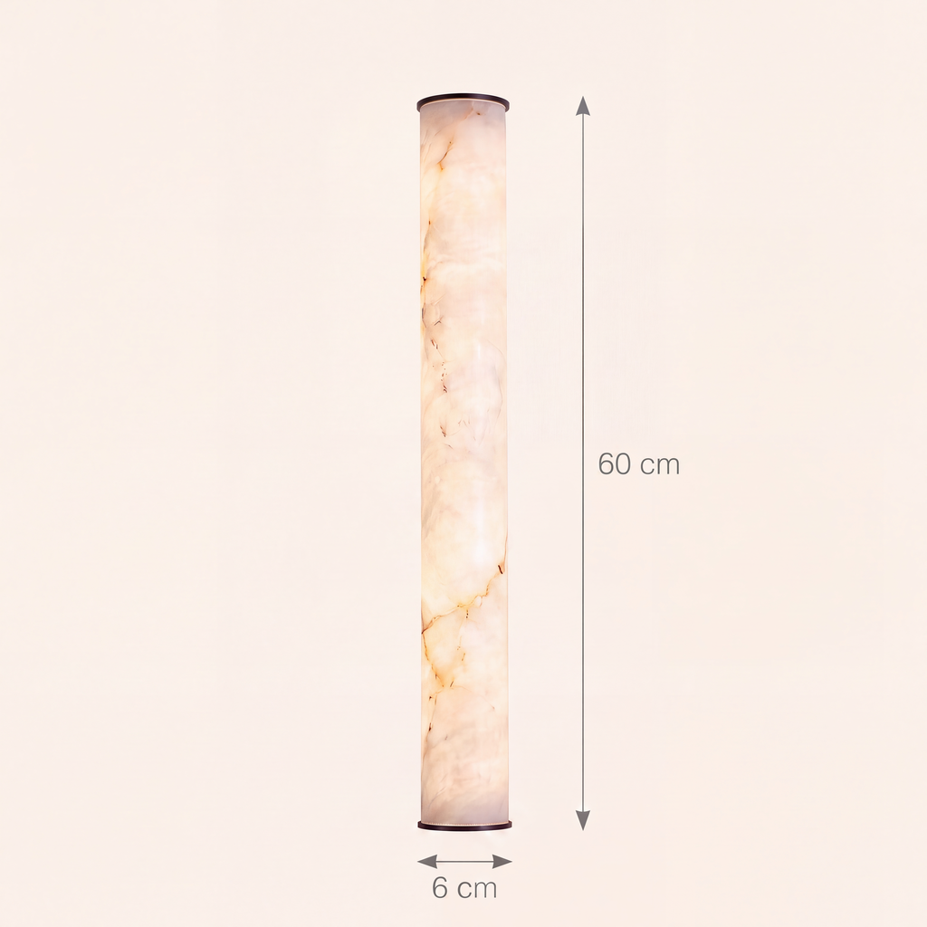 Schéma coté de l'applique Sèvres, tube de 60 cm de haut et 6 cm de diamètre