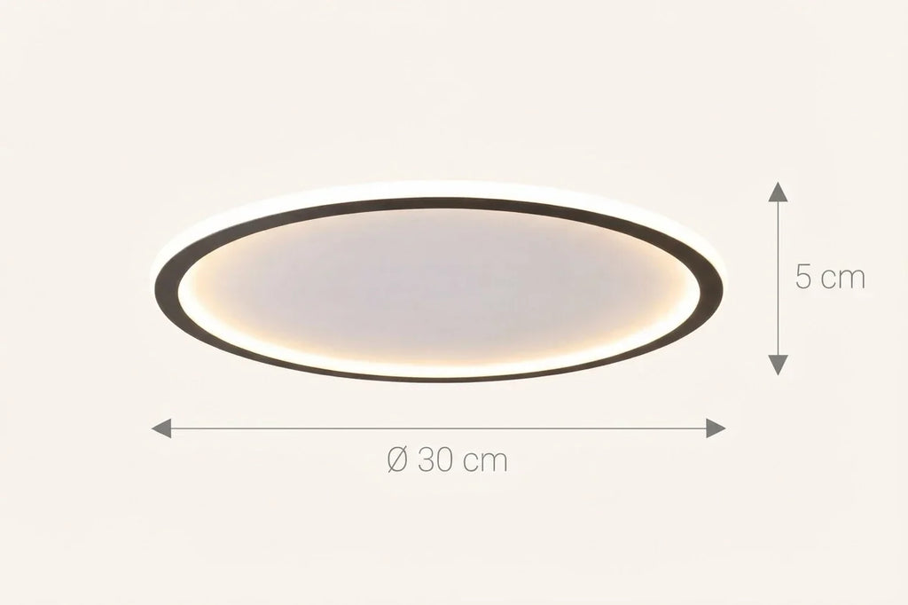 Schéma coté du plafonnier extra plat LED Janssen en Ø 30 cm pour 5 cm de haut