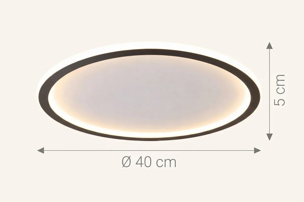 Schéma coté du plafonnier Janssen en Ø 40 cm pour 5 cm de haut