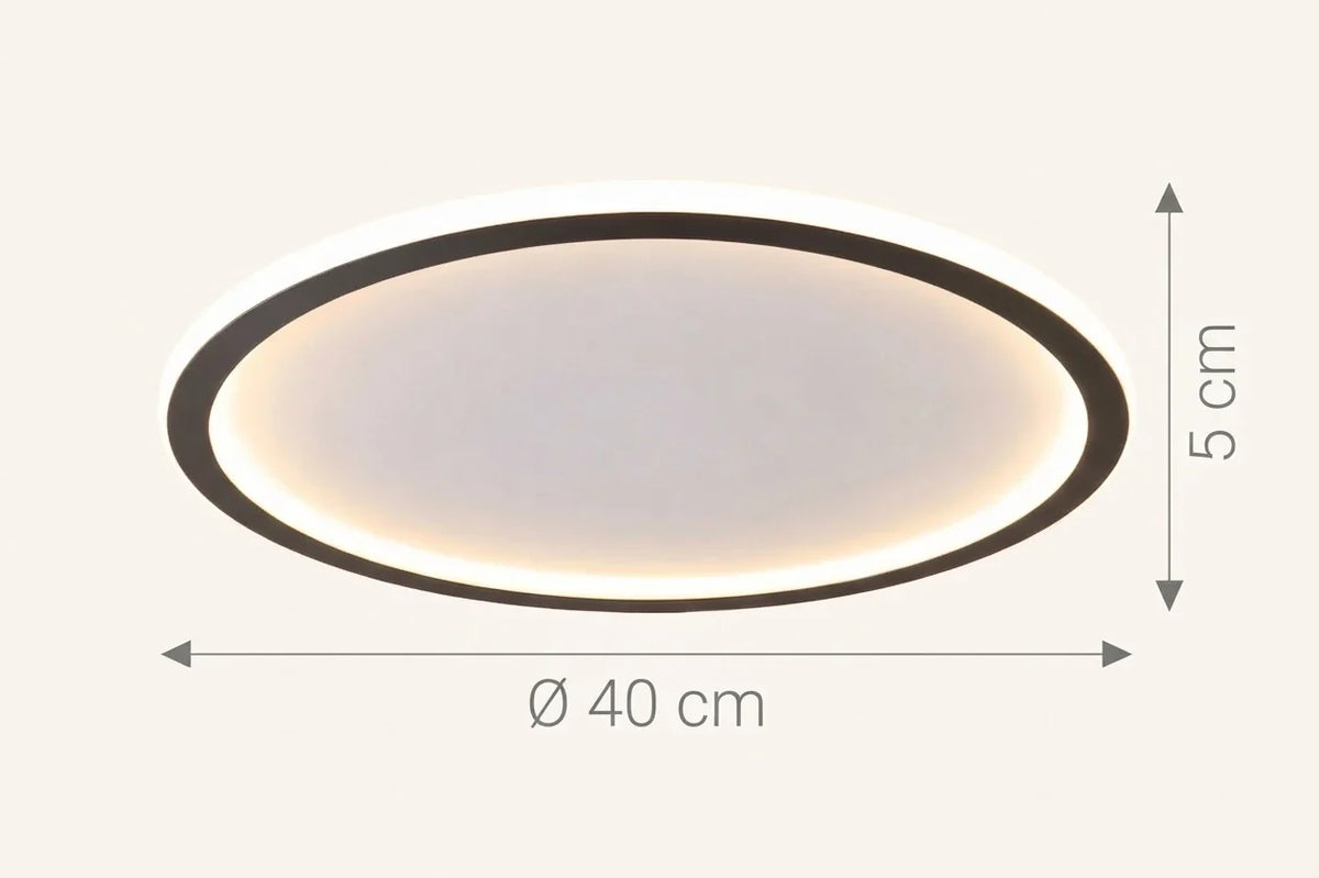 Schéma coté du plafonnier Janssen en Ø 40 cm pour 5 cm de haut