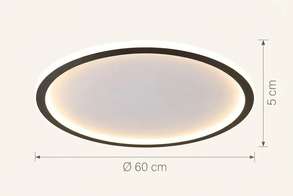 Schéma coté du plafonnier Janssen en Ø 60 cm pour 5 cm de haut