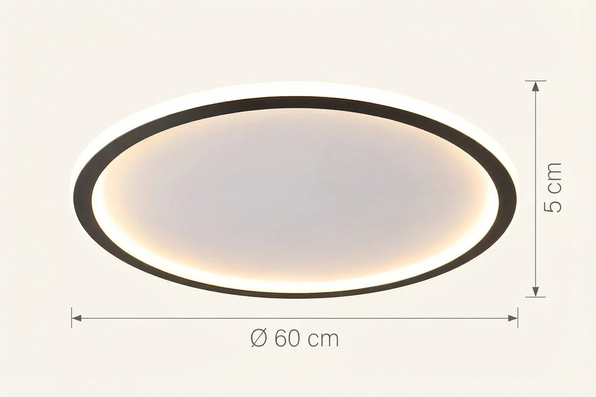 Schéma coté du plafonnier Janssen en Ø 60 cm pour 5 cm de haut