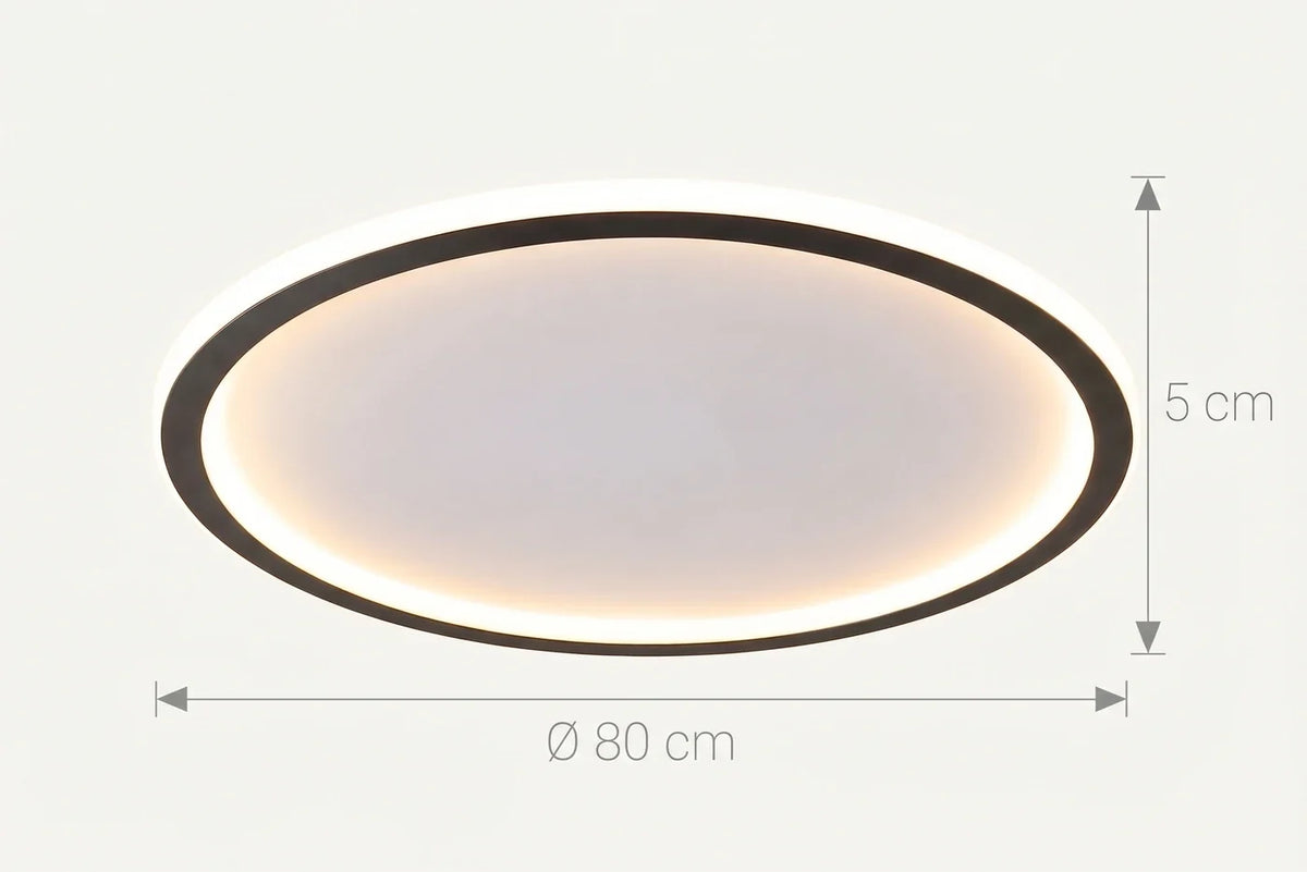 Schéma coté du plafonnier Janssen en Ø 80 cm pour 5 cm de haut