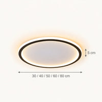 Schéma coté du plafonnier : 30, 40, 50, 60 ou 80 cm de diamètre, 5 cm d'épaisseur