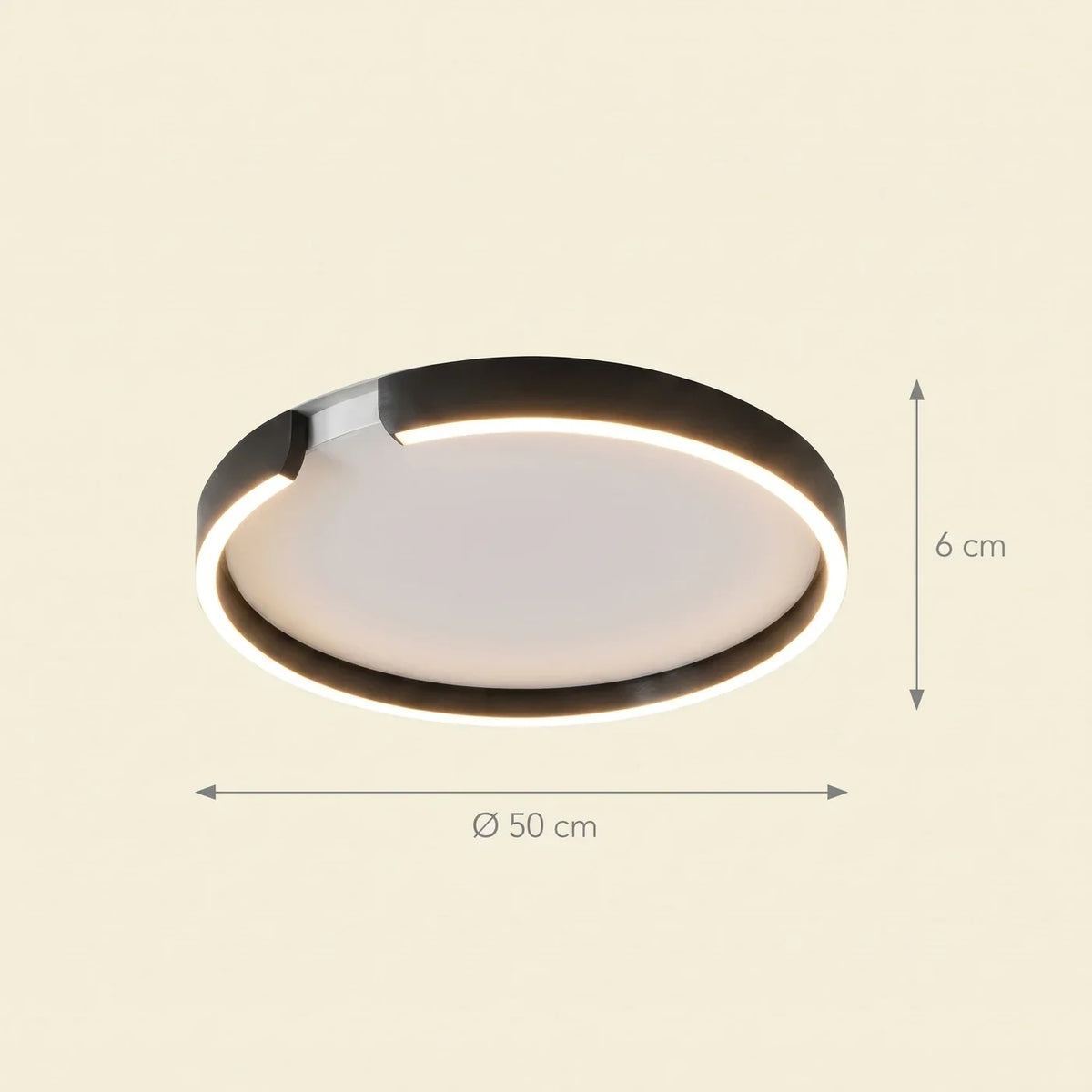 Schéma coté de la version Ø 50 cm, 6 cm d'épaisseur