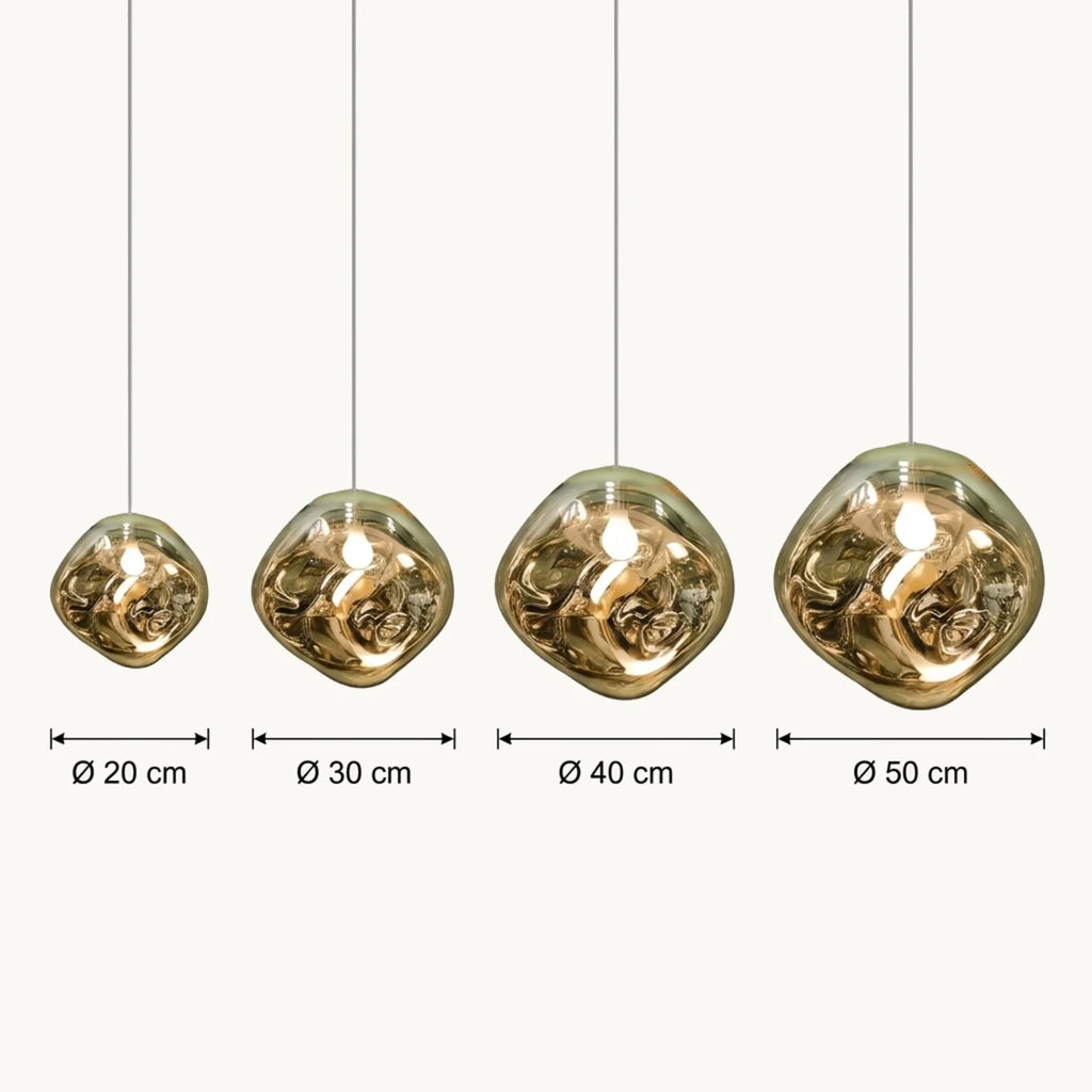 Schéma coté de la suspension goutte, diamètres de 20 à 50 cm