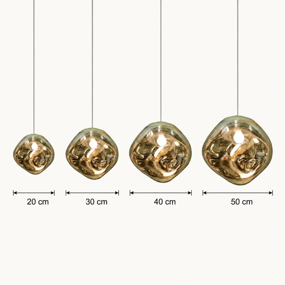 Schéma coté de la suspension Govélia, diamètres de 20 à 50 cm