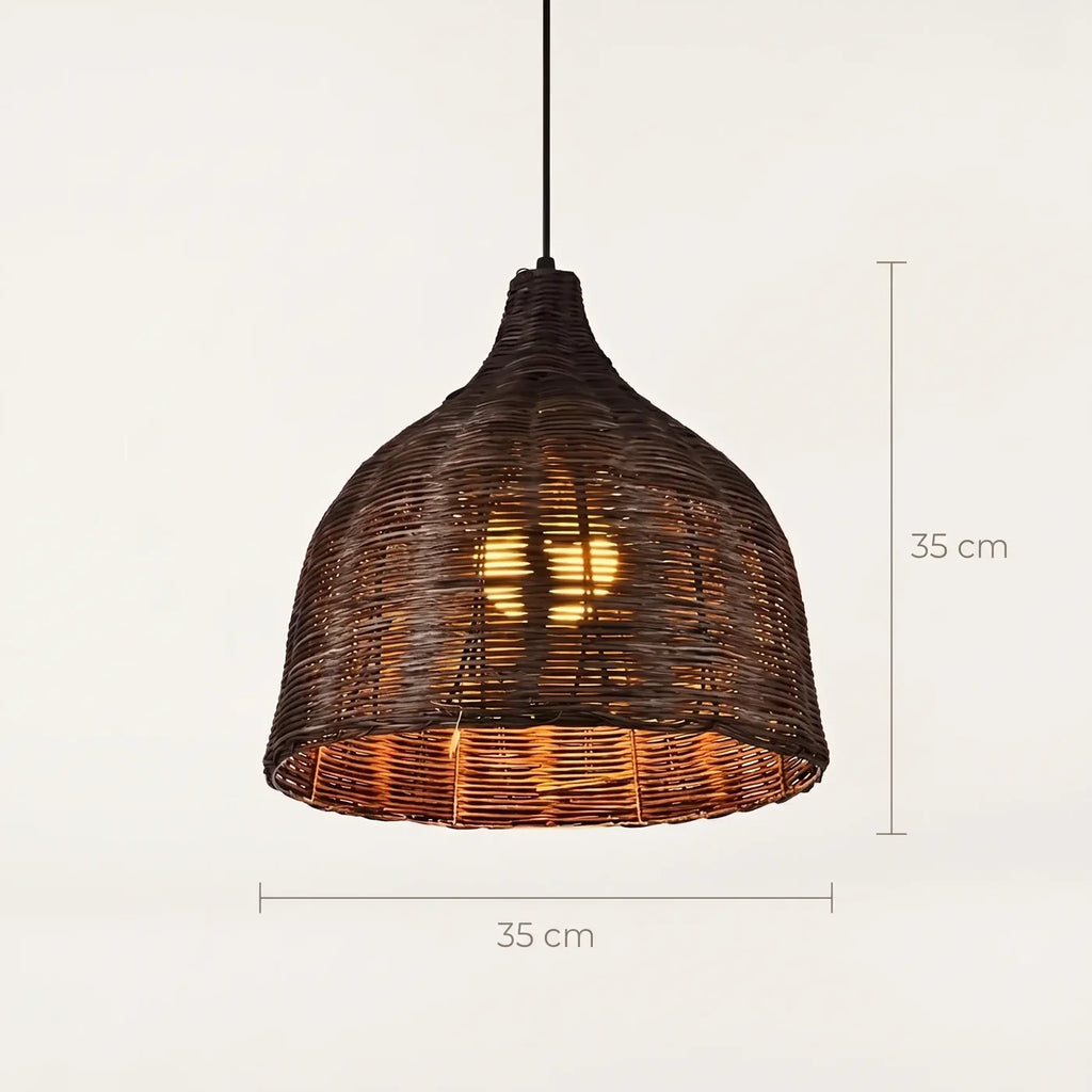 Schéma coté de Réaumur brune en Ø 35 cm, 35 cm de hauteur d'abat-jour