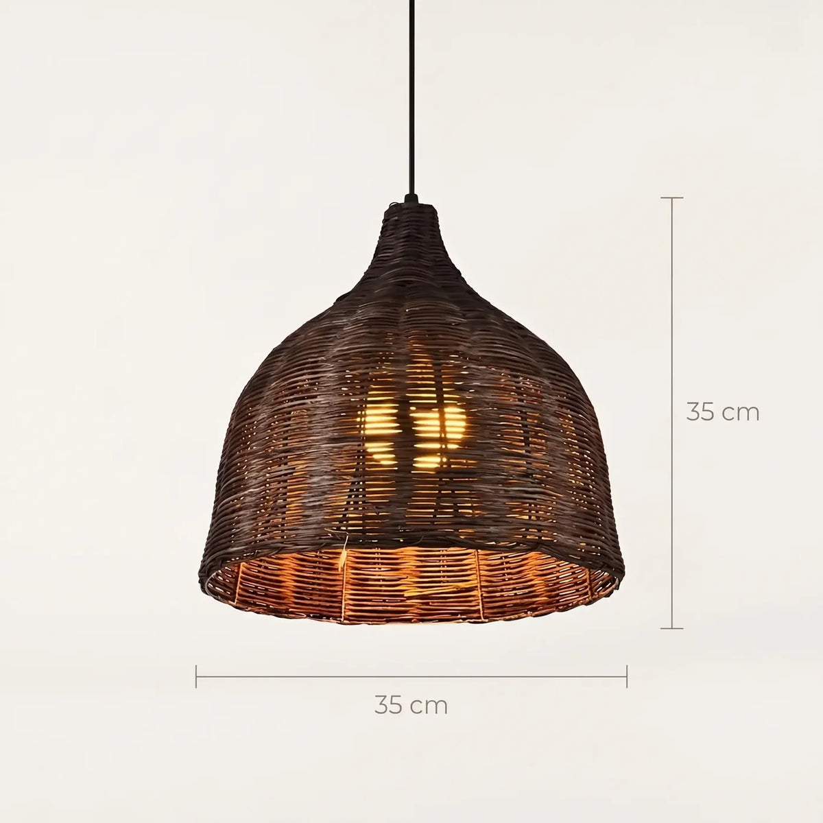 Schéma coté de Réaumur brune en Ø 35 cm, 35 cm de hauteur d'abat-jour