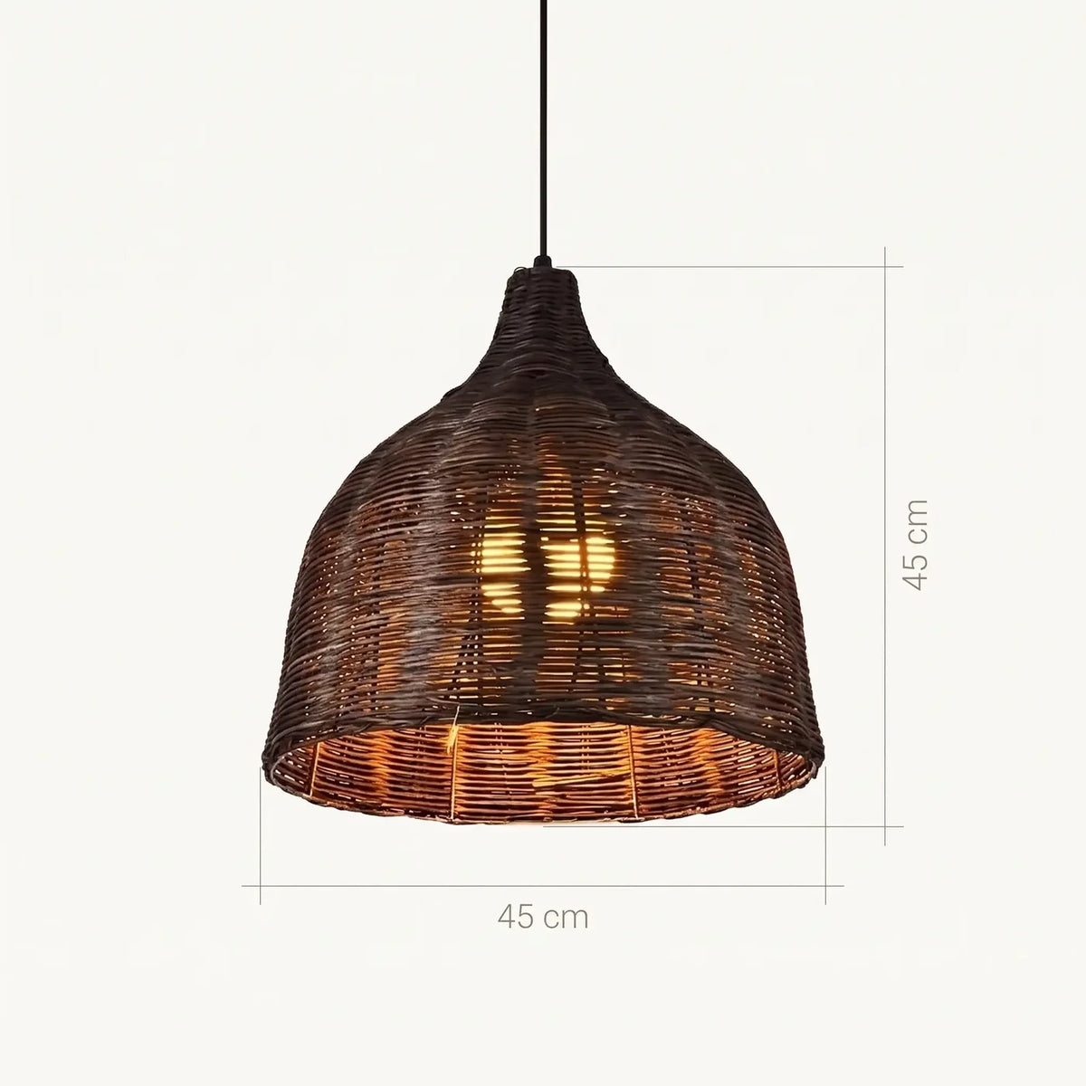 Schéma coté de Réaumur brune en Ø 45 cm, 45 cm de hauteur d'abat-jour
