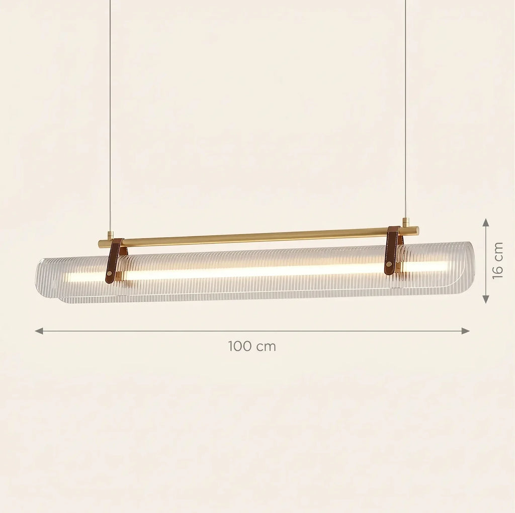 Schéma coté de la version 100 cm : 16 cm de hauteur de luminaire