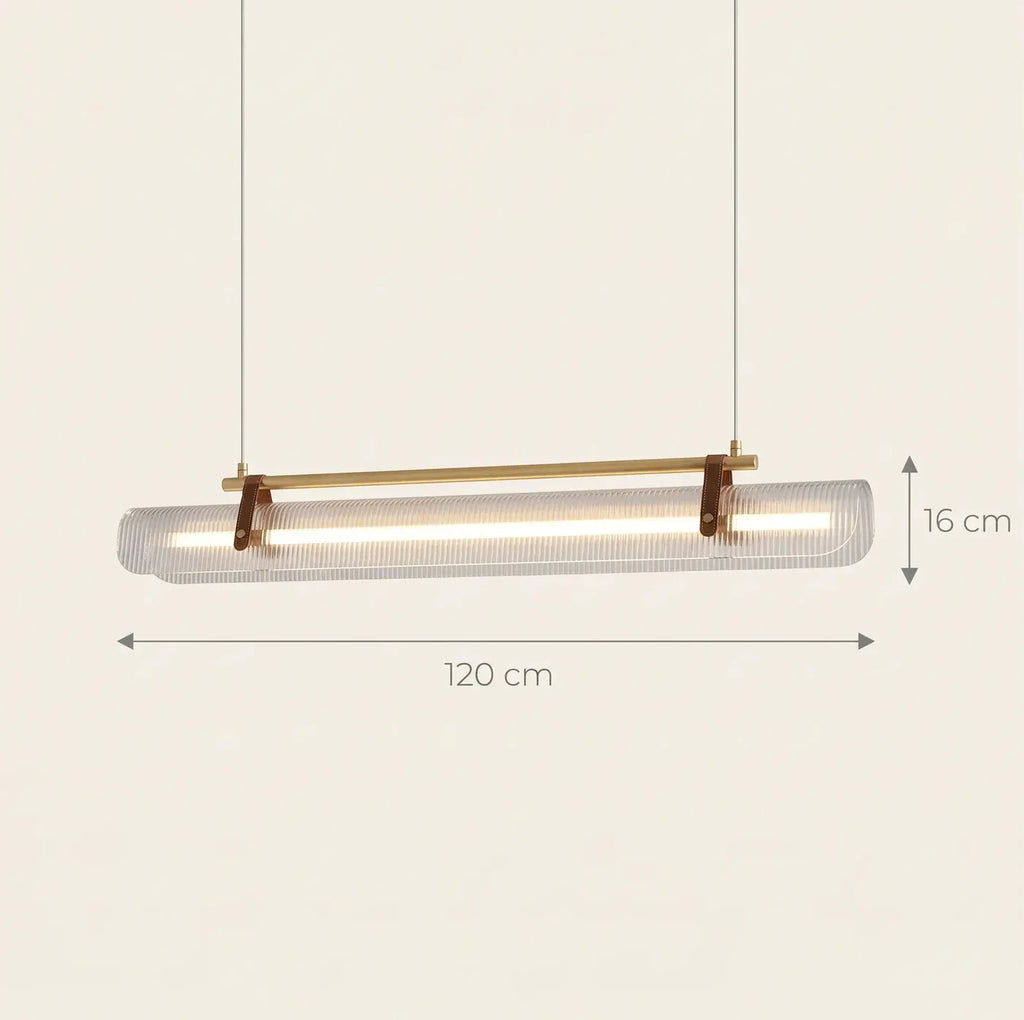 Schéma coté de la version 120 cm : 16 cm de hauteur de luminaire