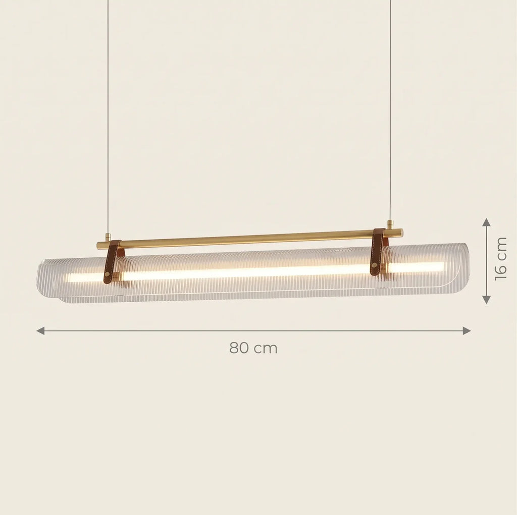 Schéma coté de la version 80 cm : 16 cm de hauteur de luminaire