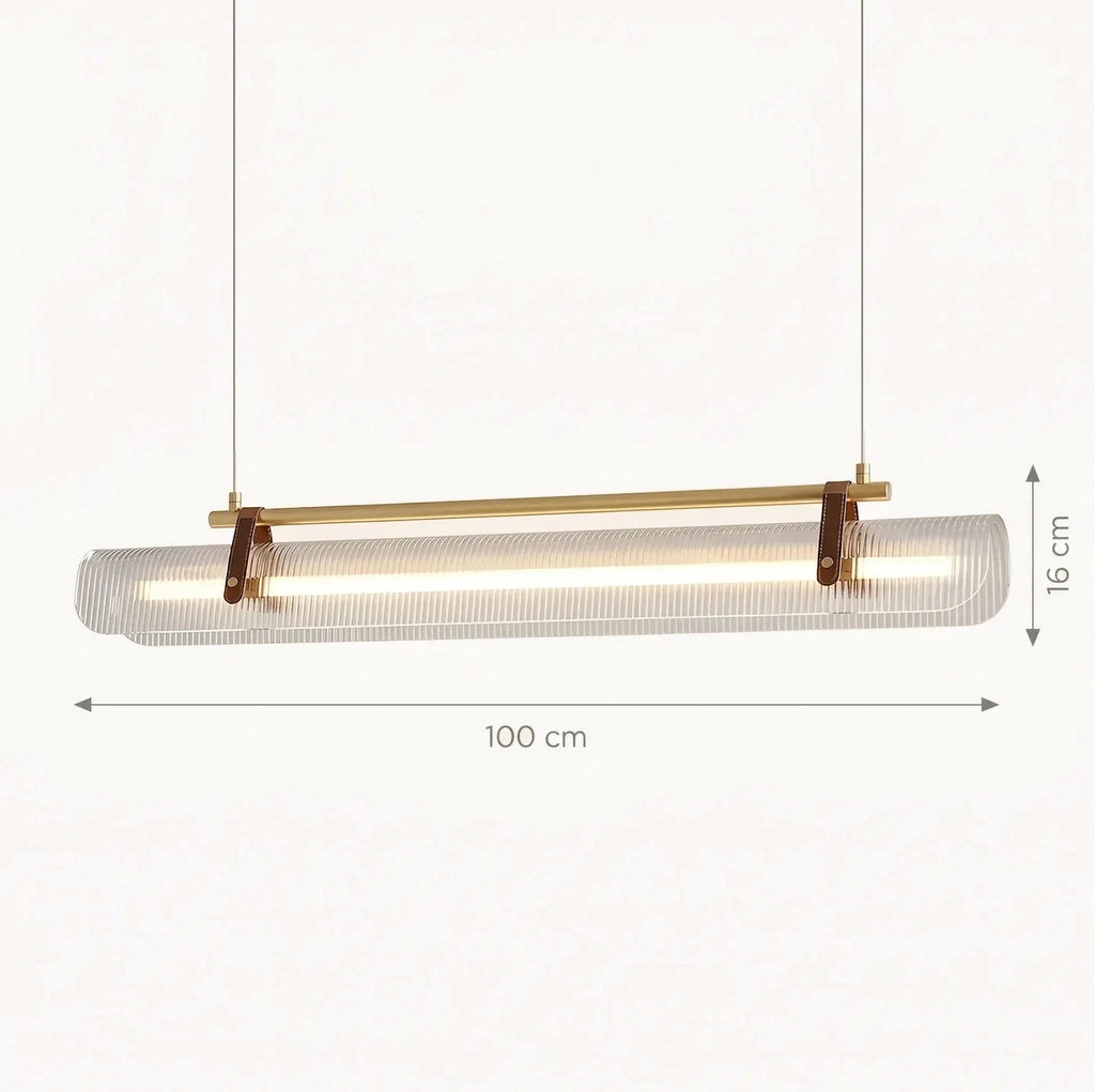 Schéma coté de la version 100 cm : 16 cm de hauteur de luminaire