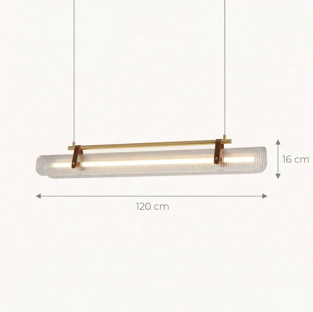Schéma coté de la version 120 cm : 16 cm de hauteur de luminaire