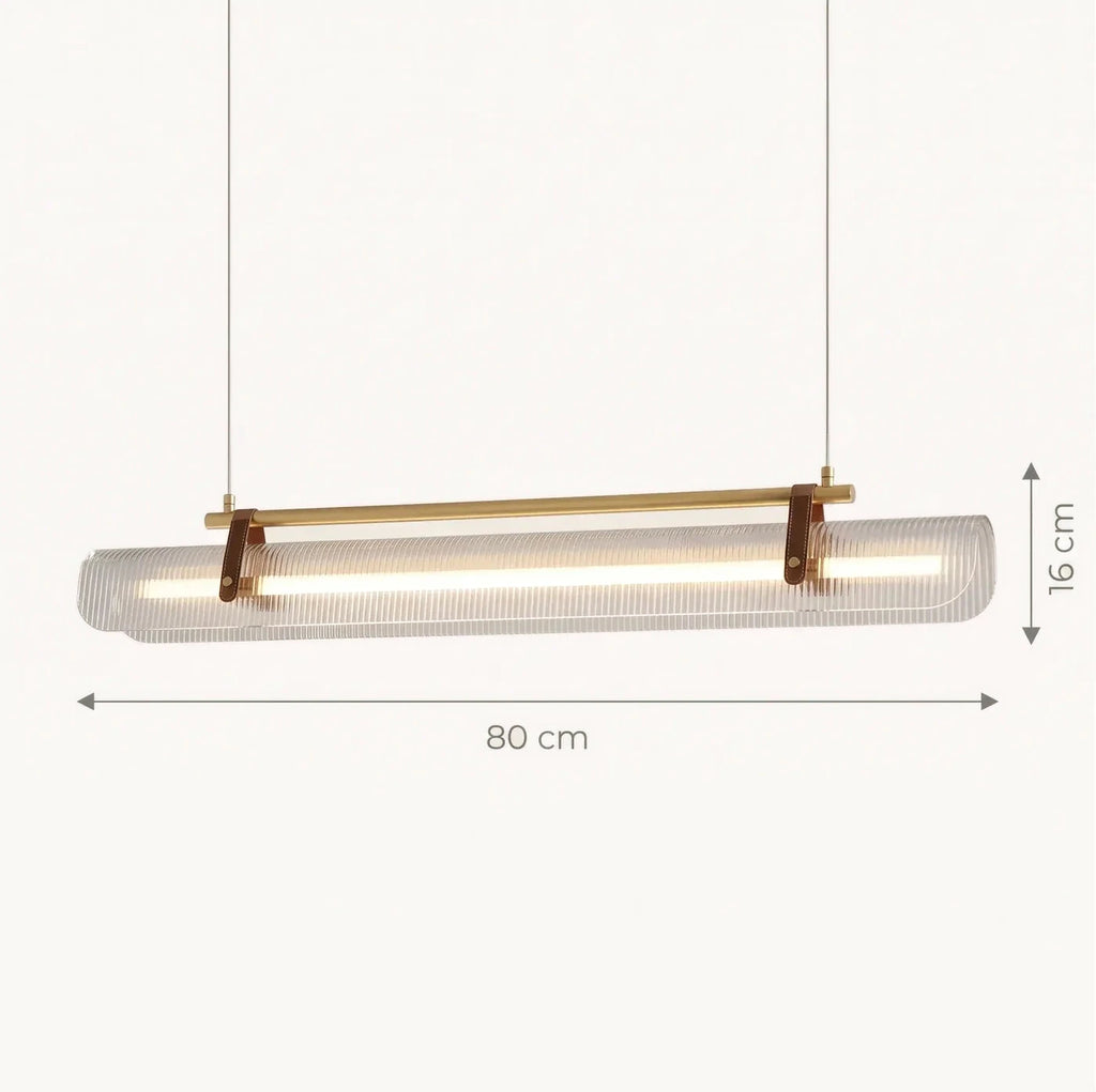 Schéma coté de la version 80 cm : 16 cm de hauteur de luminaire