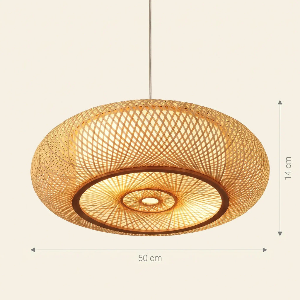 Schéma coté de la suspension Fresnel, Ø 50 cm pour 14 cm de haut
