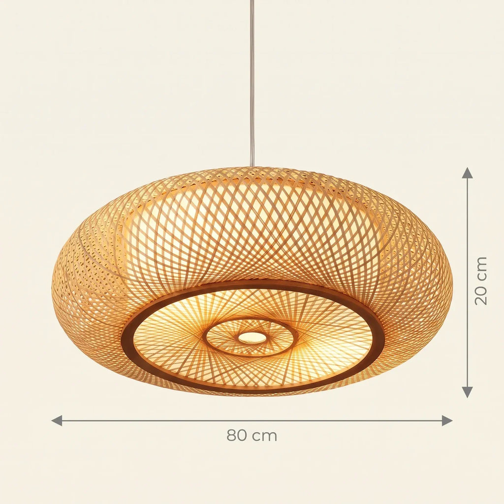 Schéma coté de la suspension Fresnel, Ø 80 cm pour 20 cm de haut