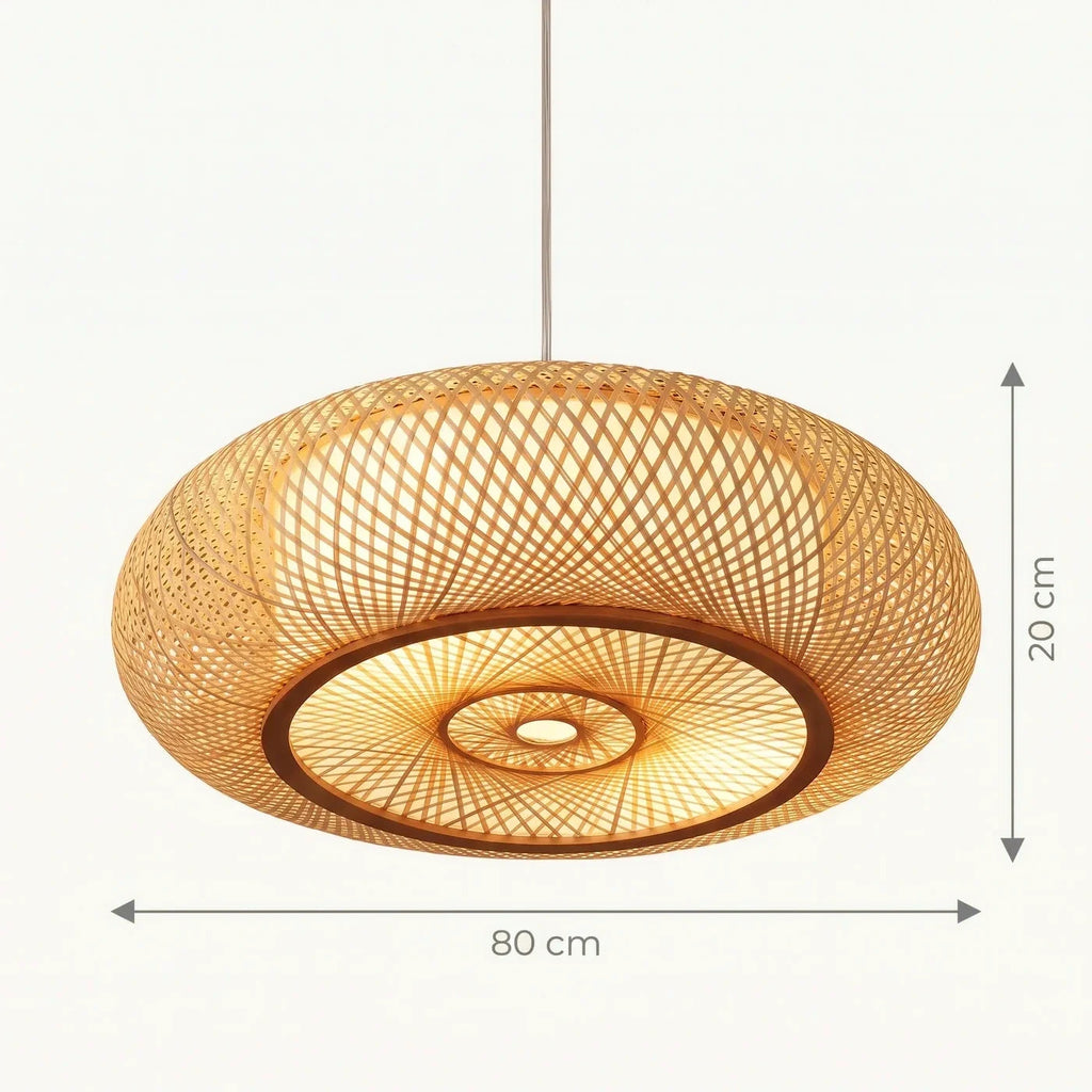 Schéma coté de la suspension, 80 cm de diamètre pour 20 cm de haut